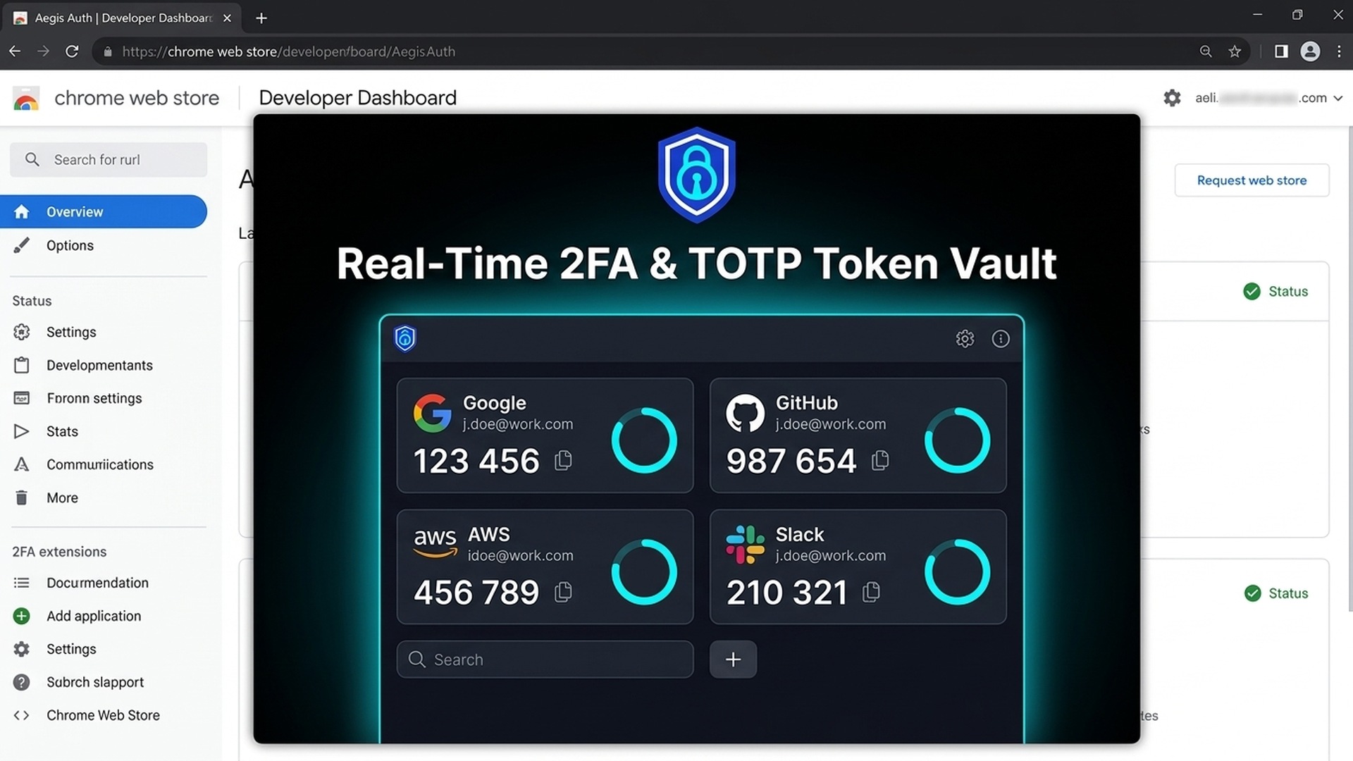 Aegis Auth Dashboard Interface Mockup